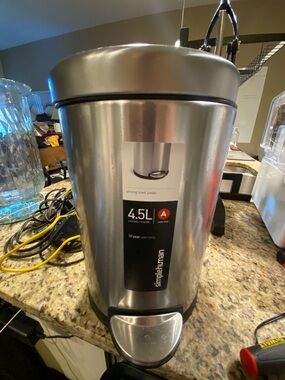 Simplehuman Bathroom Trash Can, 1.2 Gallon Step Garbage Bin with Soft Close Lid